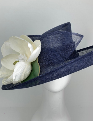 NAVY BLUE & MAGNOLIA DERBY HAT