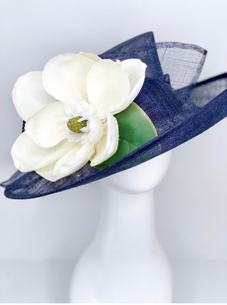 NAVY BLUE & MAGNOLIA DERBY HAT