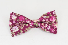 Load image into Gallery viewer, BURGUNDY FLORAL BOW TIE