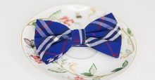Load image into Gallery viewer, ROYAL BLUE RED AND WHITE PLAID BOW TIE