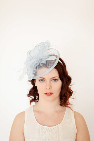 BABY BLUE "KENNI" FASCINATOR - The Hat Hive