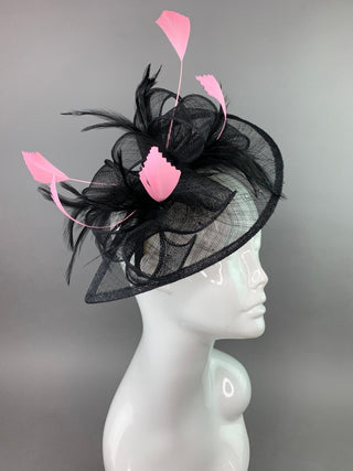 BLACK AND PINK FASCINATOR - The Hat Hive