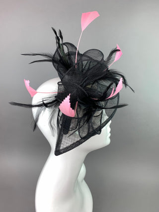 BLACK AND PINK FASCINATOR - The Hat Hive