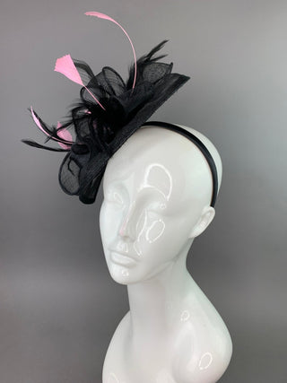 BLACK AND PINK FASCINATOR - The Hat Hive