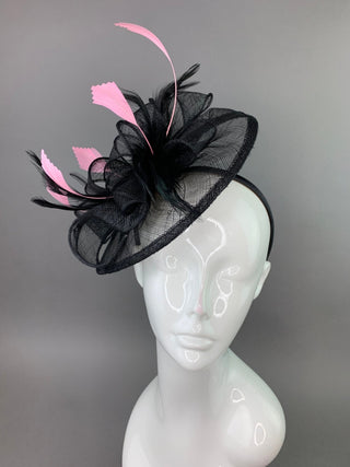 BLACK AND PINK FASCINATOR - The Hat Hive