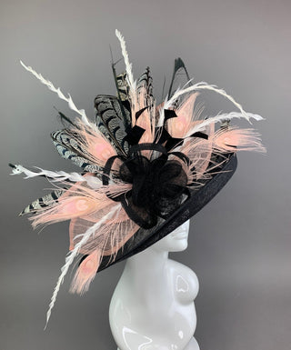 BLACK & BLUSH PINK KENTUCKY DERBY HAT - The Hat Hive