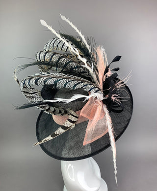 BLACK & BLUSH PINK KENTUCKY DERBY HAT - The Hat Hive