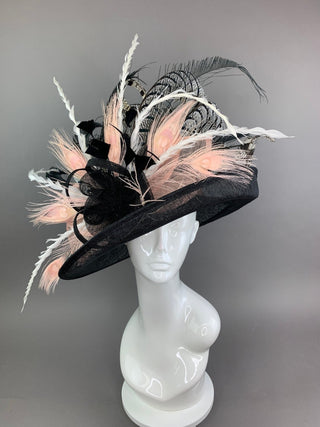 BLACK & BLUSH PINK KENTUCKY DERBY HAT - The Hat Hive