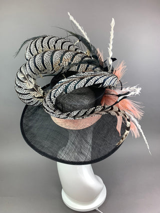 BLACK & BLUSH PINK KENTUCKY DERBY HAT - The Hat Hive