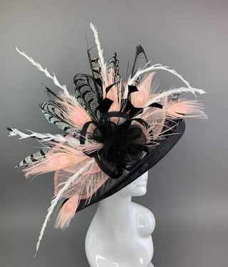 BLACK & BLUSH PINK KENTUCKY DERBY HAT - The Hat Hive