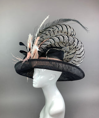 BLACK & BLUSH PINK KENTUCKY DERBY HAT - The Hat Hive