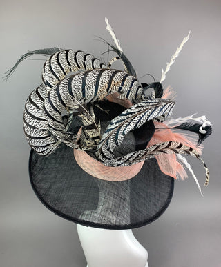 BLACK & BLUSH PINK KENTUCKY DERBY HAT - The Hat Hive