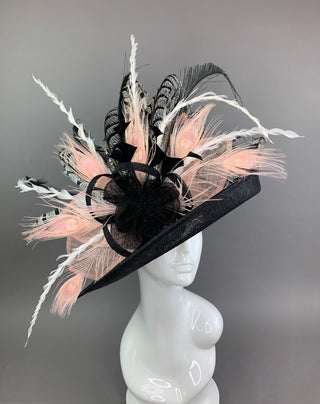 BLACK & BLUSH PINK KENTUCKY DERBY HAT - The Hat Hive