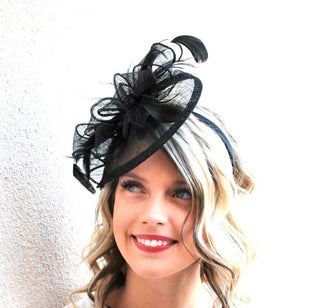BLACK FASCINATOR WITH FEATHERS" THE KENNI" - The Hat Hive