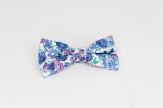 Blue and Purple Floral Bow Tie - The Hat Hive