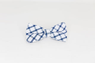 Blue and White Plaid Bow Tie - The Hat Hive