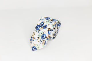 Blue Floral Neck Tie - The Hat Hive