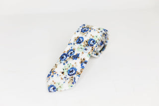 Blue Floral Neck Tie - The Hat Hive