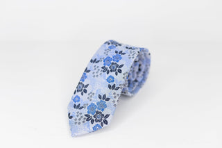 Blue Floral Silk Neck Tie - The Hat Hive