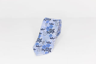 Blue Floral Silk Neck Tie - The Hat Hive