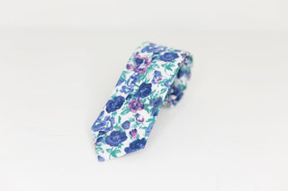 Blue & Purple Floral Neck Tie - The Hat Hive