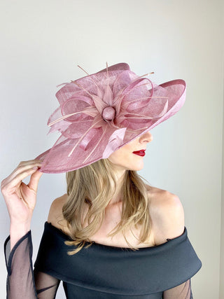 BLUSH PINK BLOOM DERBY HAT - The Hat Hive