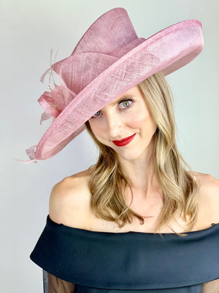 BLUSH PINK BLOOM DERBY HAT - The Hat Hive