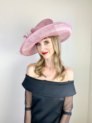 BLUSH PINK BLOOM DERBY HAT - The Hat Hive
