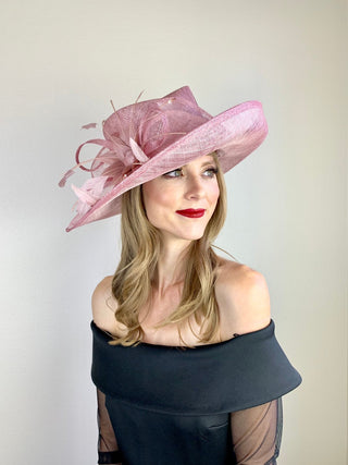 BLUSH PINK BLOOM DERBY HAT - The Hat Hive