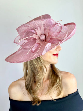 BLUSH PINK BLOOM DERBY HAT - The Hat Hive