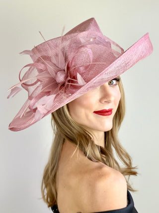 BLUSH PINK BLOOM DERBY HAT - The Hat Hive