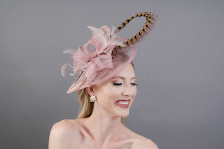 BLUSH PINK KENNI WITH PHEASANT FEATHER - The Hat Hive