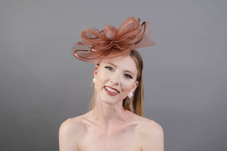 Brown Mesh Crinoline Fascinator on headband - The Hat Hive