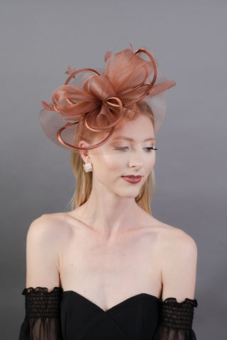 Brown Mesh Crinoline Fascinator on headband - The Hat Hive