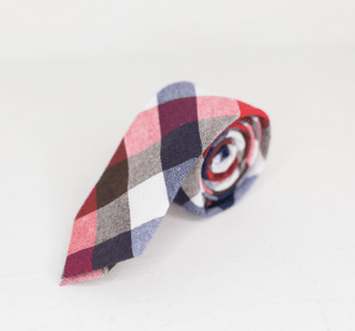 BROWN, RED & BLUE CHECKER TIE - The Hat Hive