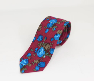 BURGUNDY & BLUE ROSE NECK TIE - The Hat Hive