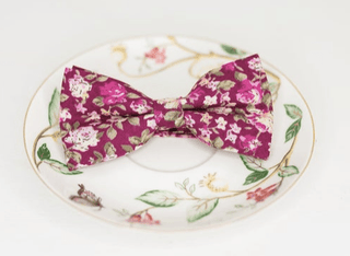 BURGUNDY FLORAL BOW TIE - The Hat Hive