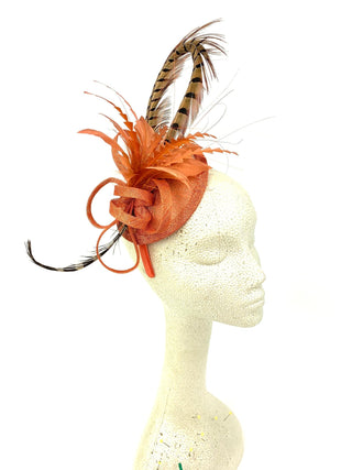 Burnt Orange Fascinator - The Hat Hive