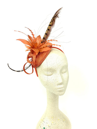 Burnt Orange Fascinator - The Hat Hive