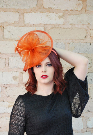 Burnt Orange Fascinator the Taylor - The Hat Hive