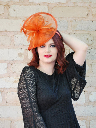 Burnt Orange Fascinator the Taylor - The Hat Hive