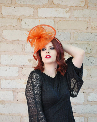 Burnt Orange Fascinator the Taylor - The Hat Hive