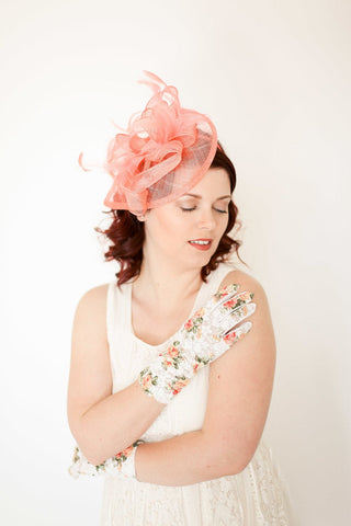 Coral Pink Fascinator " the Kenni" - The Hat Hive