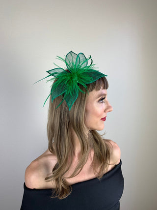 Emerald Green Fascinator - British Fancy Hat - The Hat Hive