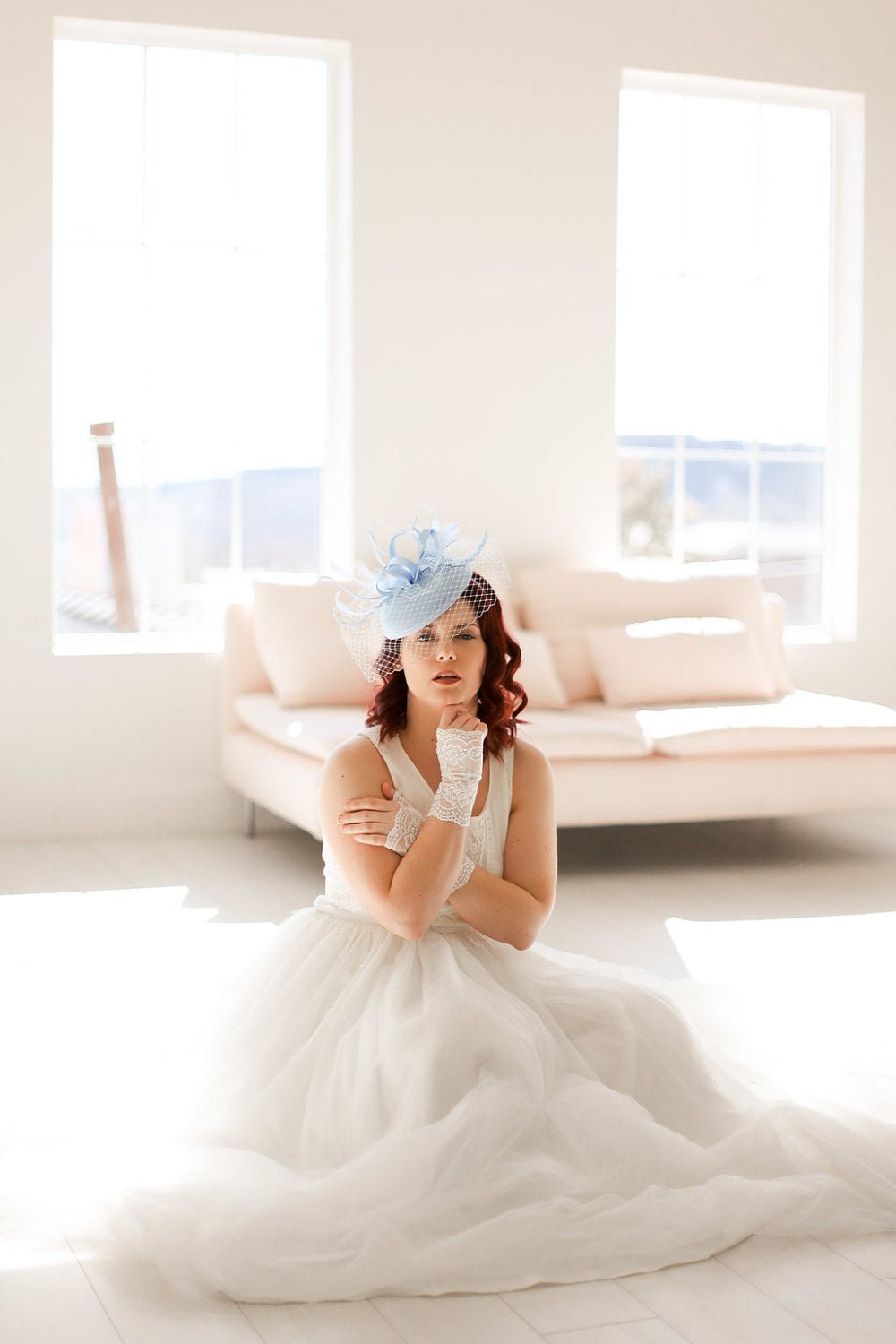 Fascinator With Veil- Baby Blue Fascinator Fascinator With Veil- Baby Blue Fascinator