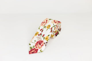 Floral Neck Tie - Red & yellow - The Hat Hive