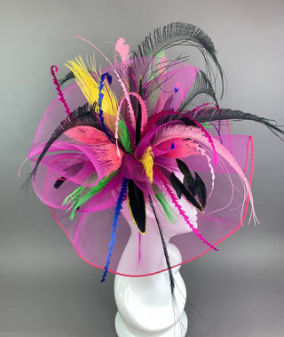 FUCHSIA FANFARE FASCINATOR - The Hat Hive