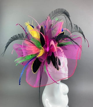 FUCHSIA FANFARE FASCINATOR - The Hat Hive