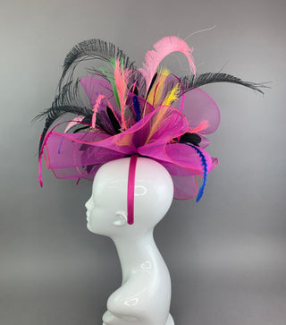 FUCHSIA FANFARE FASCINATOR - The Hat Hive