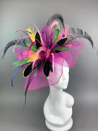 FUCHSIA FANFARE FASCINATOR - The Hat Hive